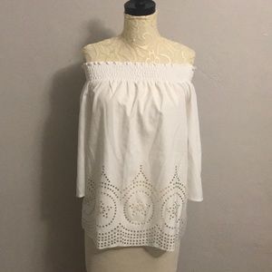 NWOT Off the Shoulder Laser Cut Top